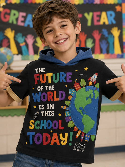 Back-To-School Season Mid-Length Sleeves Oversize Hoodie
