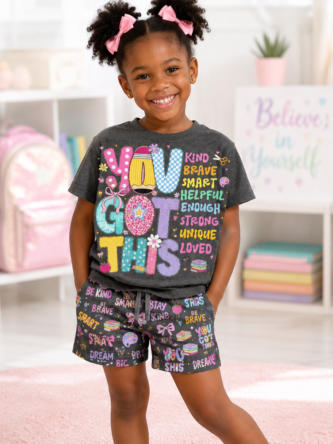 Back-To-School Season Short-Sleeve Shirt Set