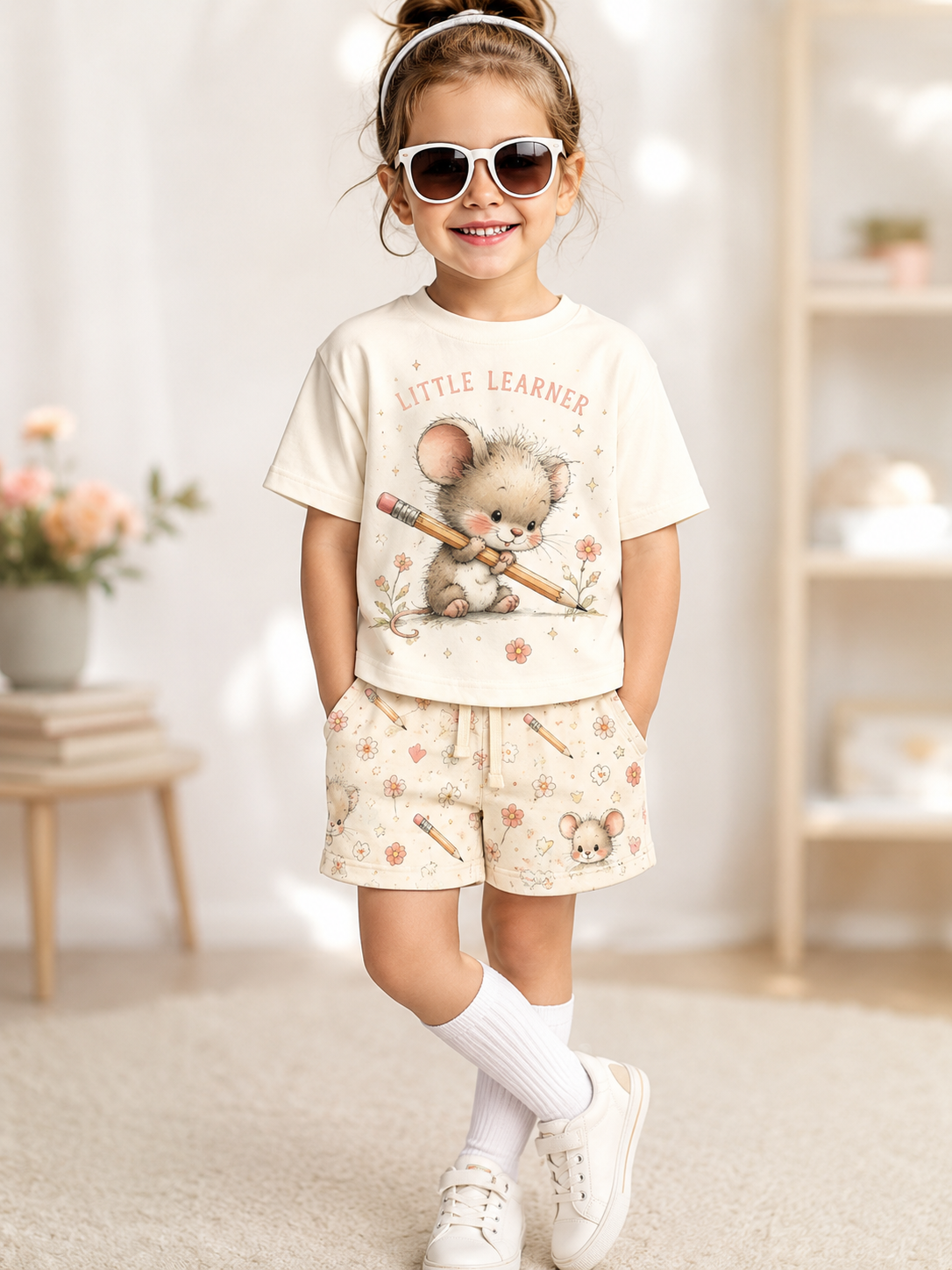 Back-To-School Season Short-Sleeve Shirt Set