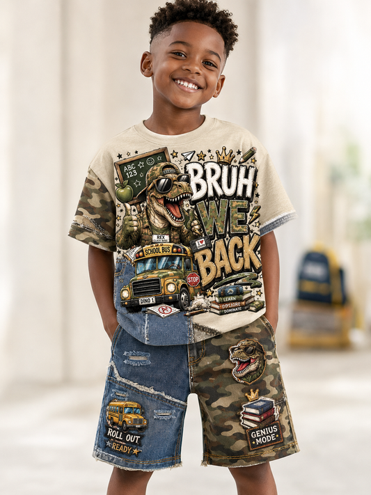 Back-To-School Season Short-Sleeve Shirt Set