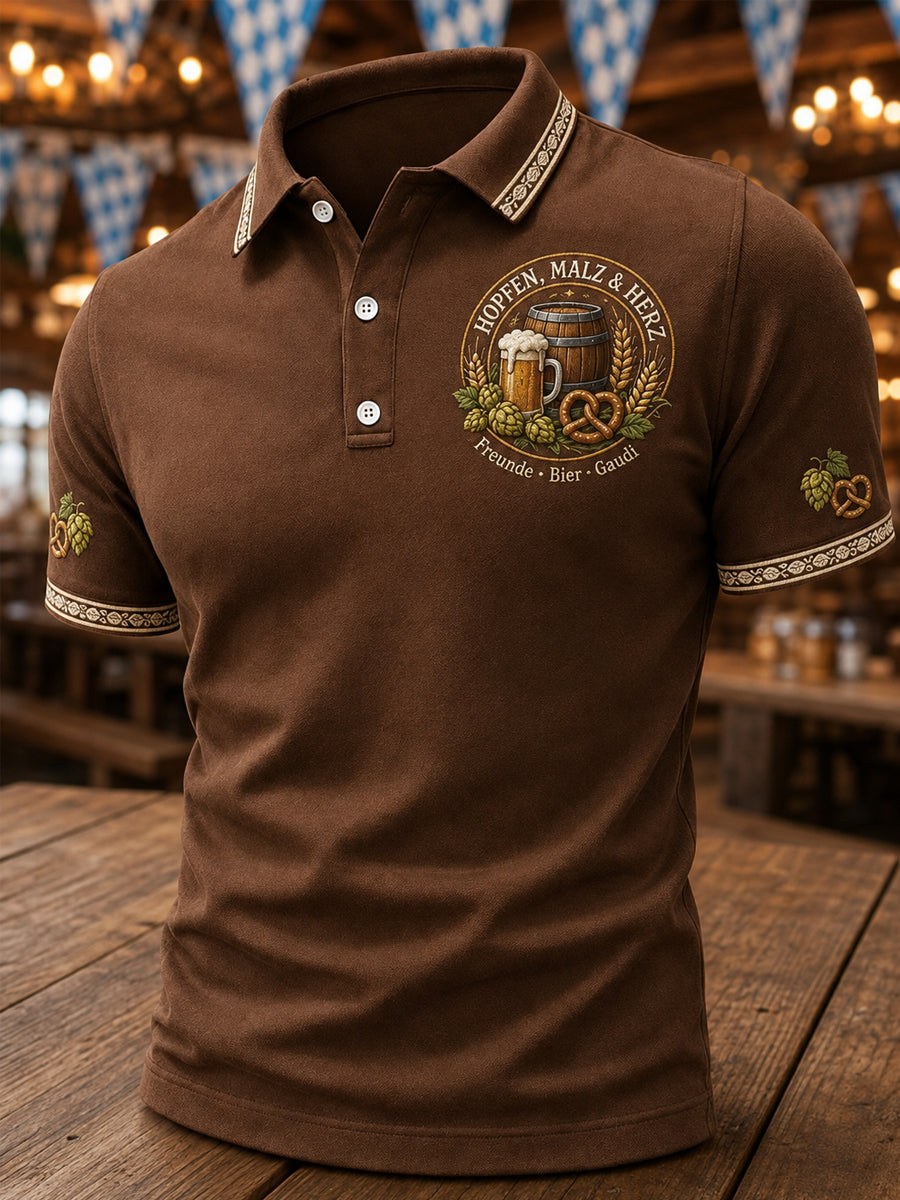 Men's Oktoberfest Print Casual Polo Shirt