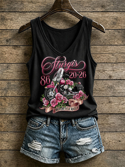 Women's Motorcycle Rally Printed Vest Top