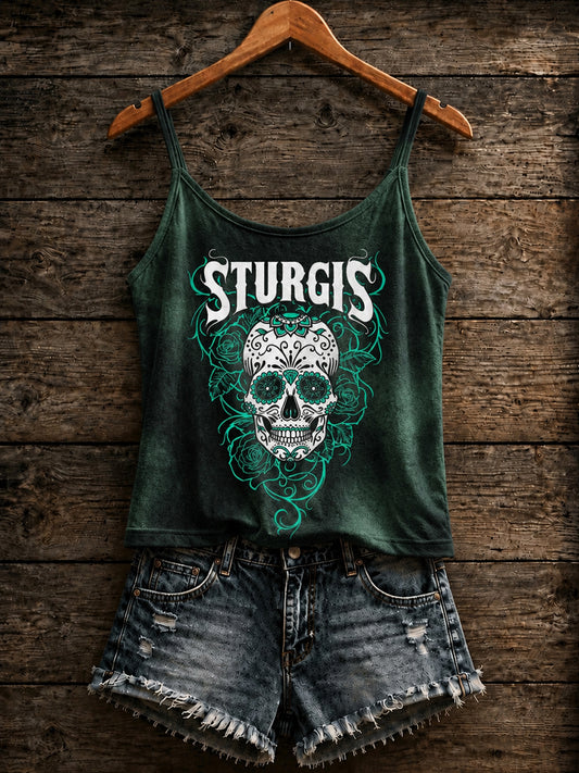 Women's Motorcycle Rally Printed Vest Top