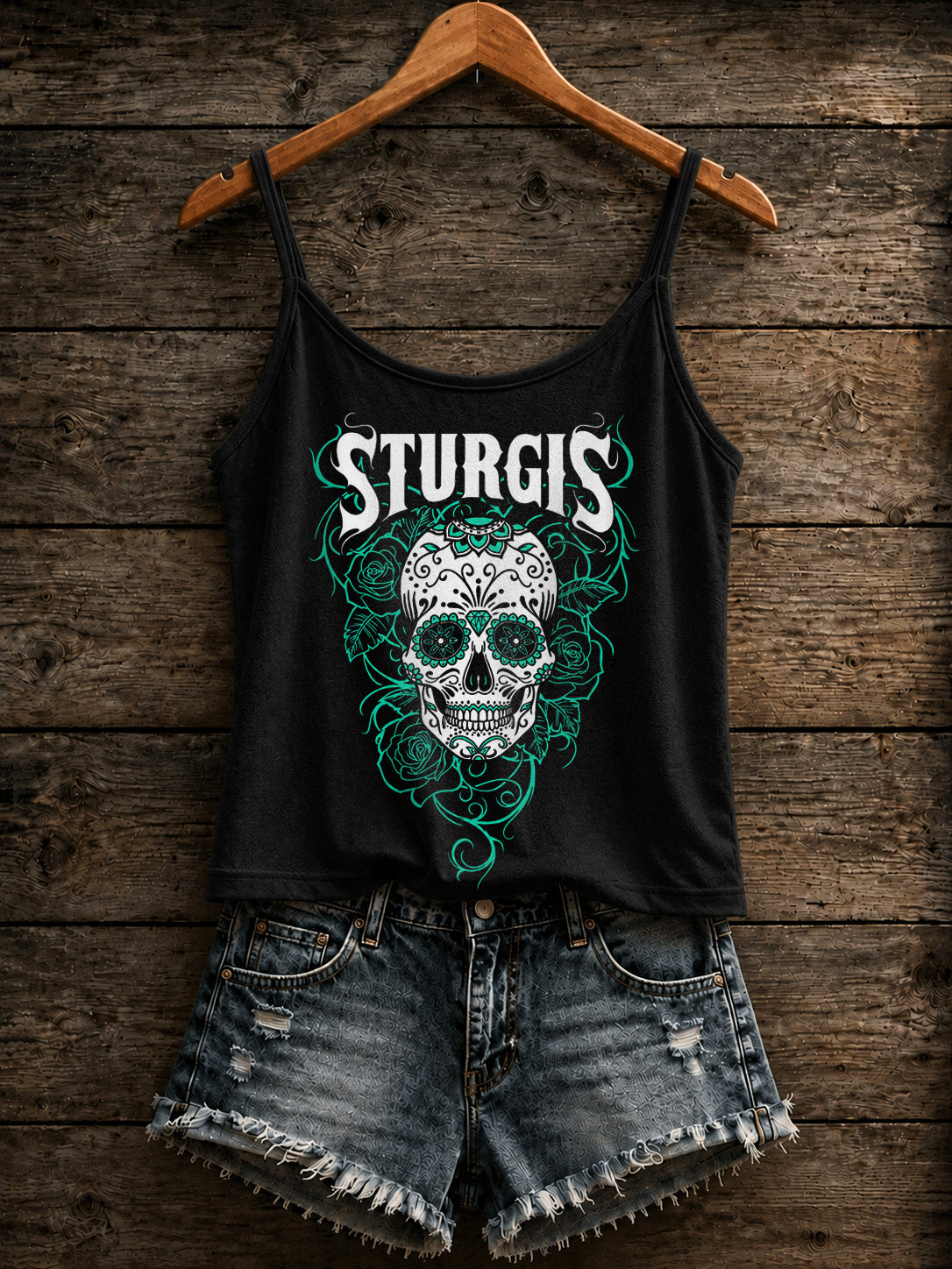 Women's Motorcycle Rally Printed Vest Top
