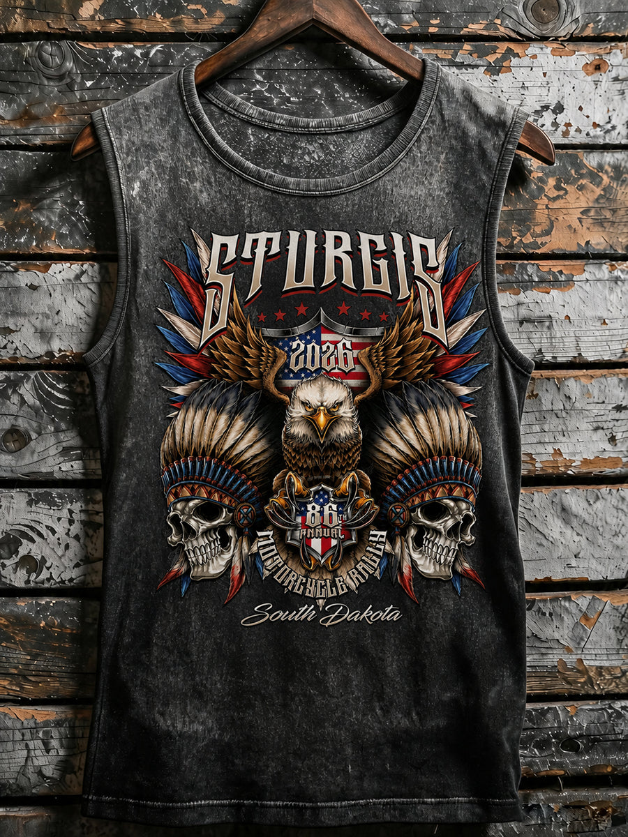 Men's Motorcycle Rally Printed Racket Vest
