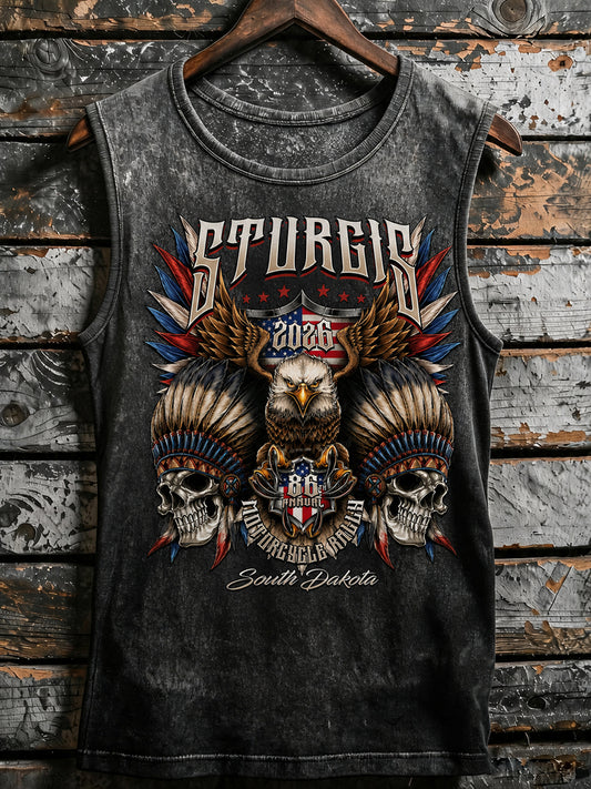 Men's Motorcycle Rally Printed Racket Vest