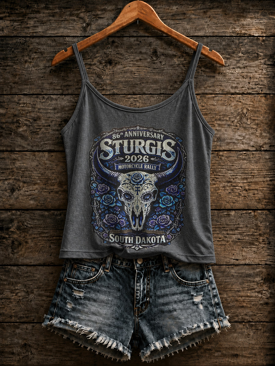 Women's Motorcycle Rally Printed Vest Top
