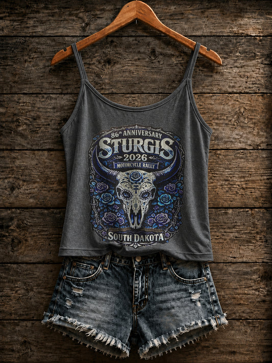 Women's Motorcycle Rally Printed Vest Top