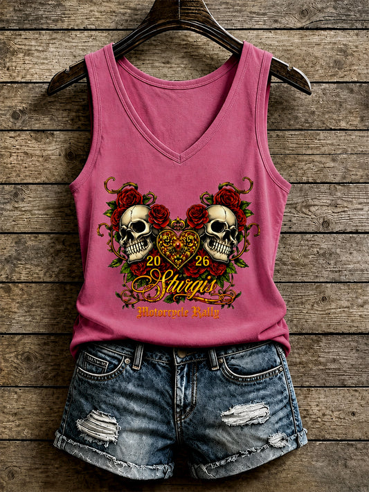 Women's Motorcycle Rally Printed Vest Top