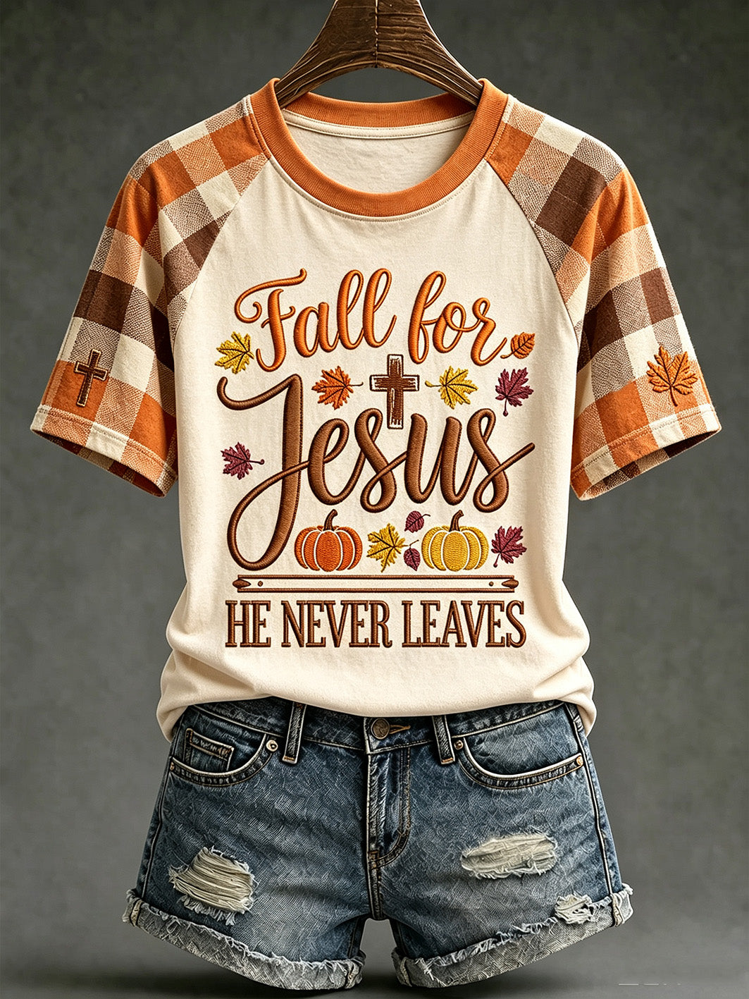 Women's autumn element faith slogan printed casual short sleeve T-shirt