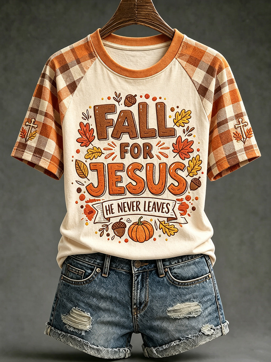 Women's autumn element faith slogan printed casual short sleeve T-shirt