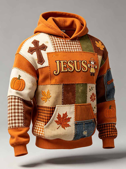 Men's Retro Fall Cross Jesus Graphic Sweatshirt