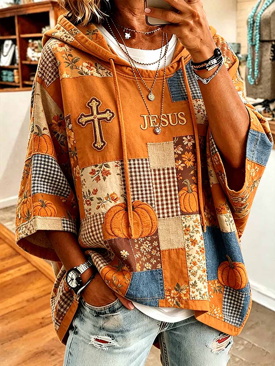 Women's Retro Fall Cross Jesus Graphic Sweatshirt
