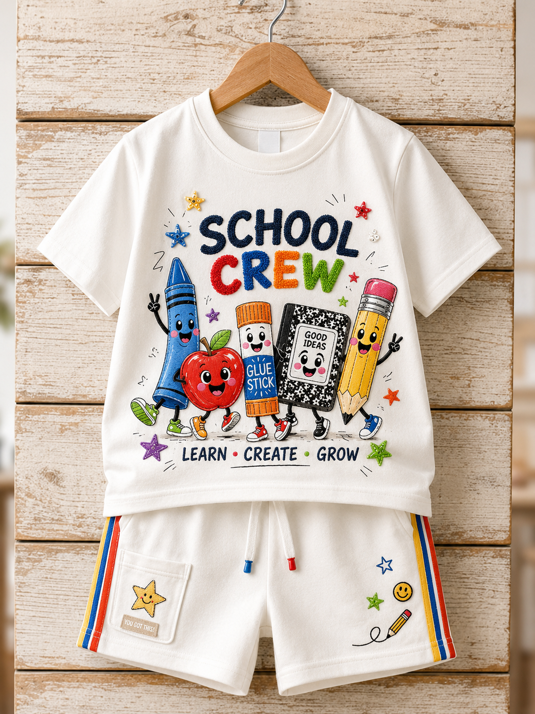 Back-To-School Season Short-Sleeve Shirt Set