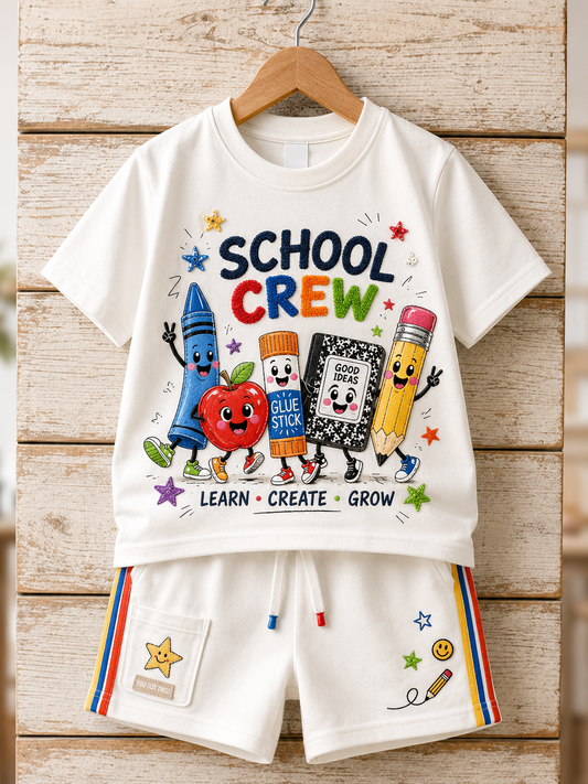 Back-To-School Season Short-Sleeve Shirt Set