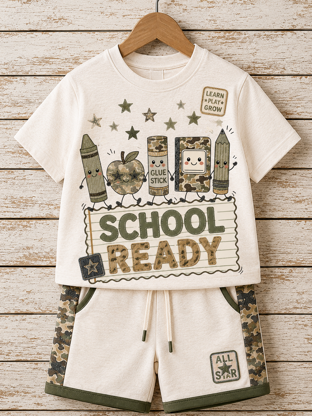 Back-To-School Season Short-Sleeve Shirt Set