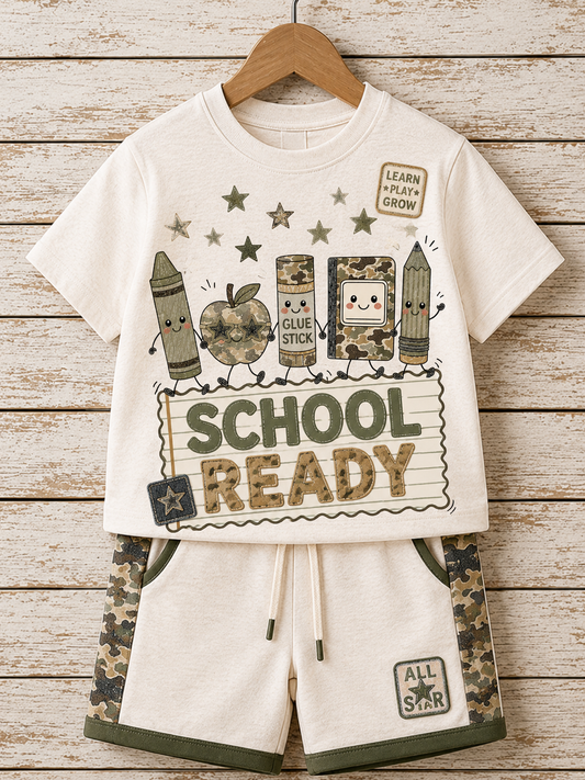 Back-To-School Season Short-Sleeve Shirt Set