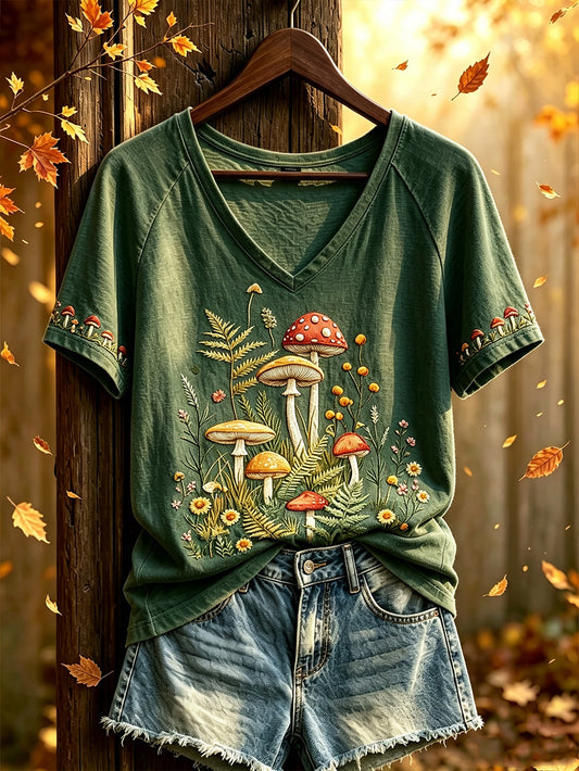 Women's autumn theme pattern printed casual short-sleeve T-shirt