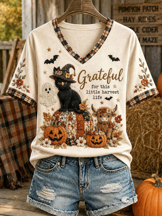 Women's Halloween Black Cat T-Shirt