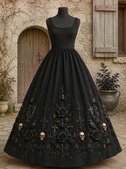 Women's Gothic  Rose Floral  Dress