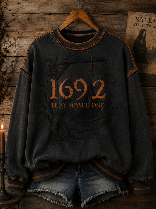Women's Halloween 1692 They Missed One Printed Sweatshirt