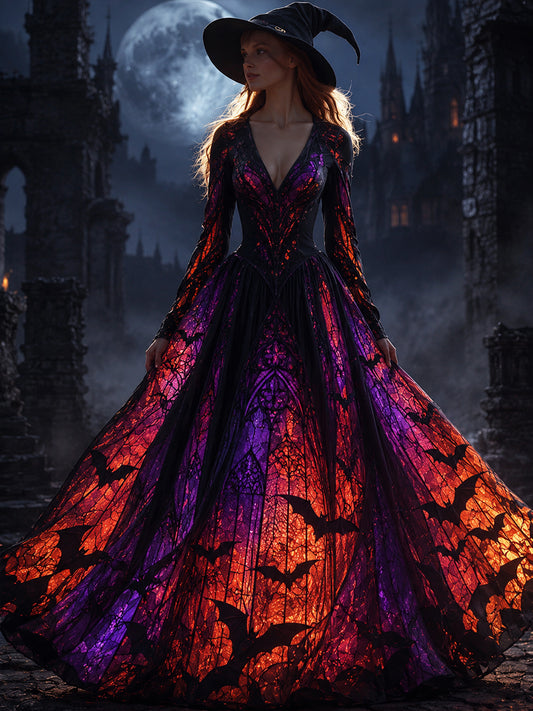 Retro Halloween Art Print Casual Dress