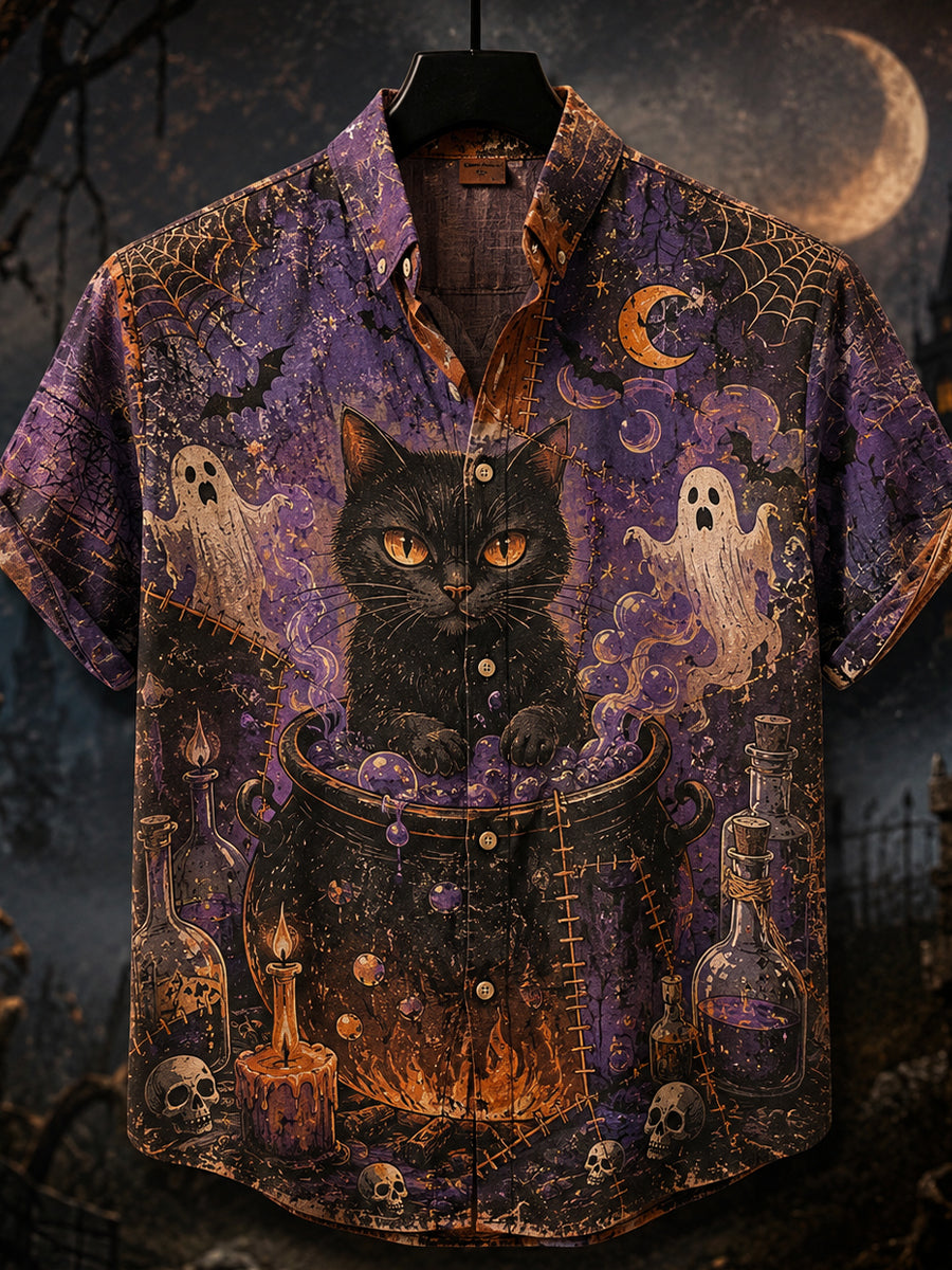 Retro Halloween Art Print Casual Shirt