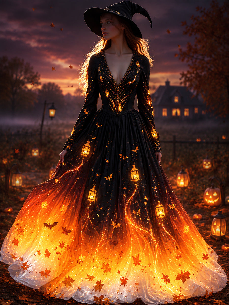 Retro Halloween Art Print Casual Dress