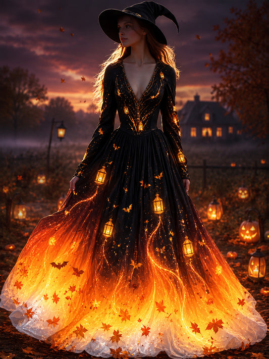 Retro Halloween Art Print Casual Dress