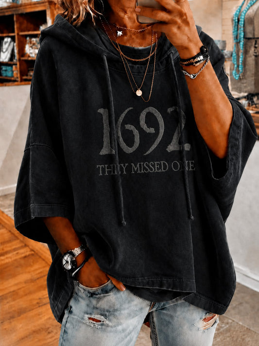Women's Halloween 1692 They Missed One Printed Hoodie