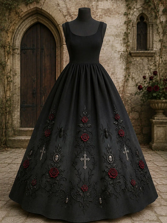 Women's Gothic  Rose Floral  Dress
