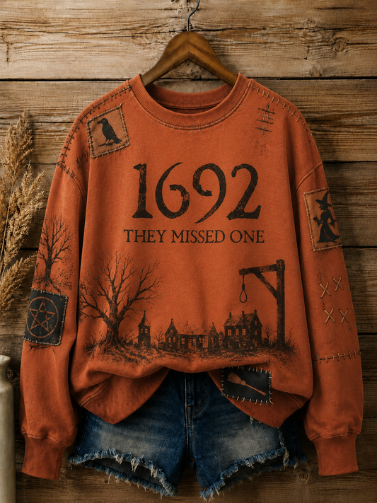 Women's Halloween 1692 They Missed One Printed Sweatshirt