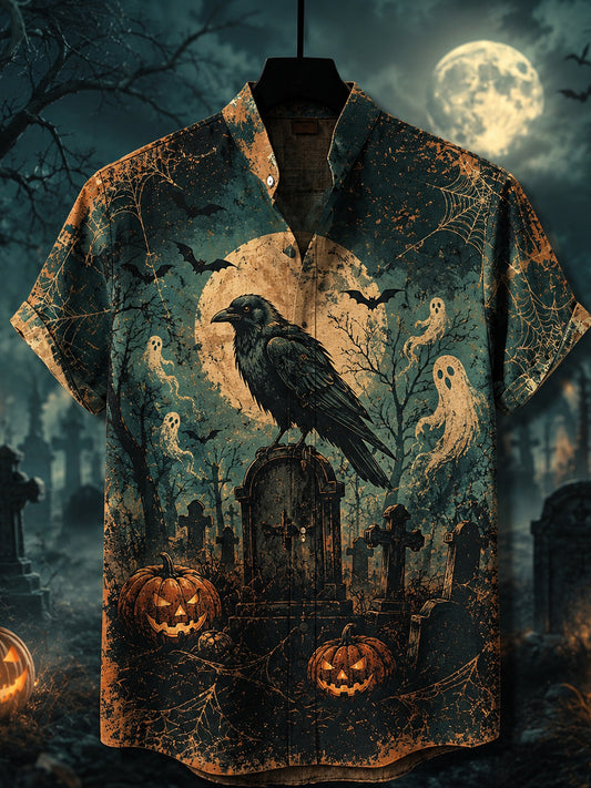 Retro Halloween Art Print Casual Shirt