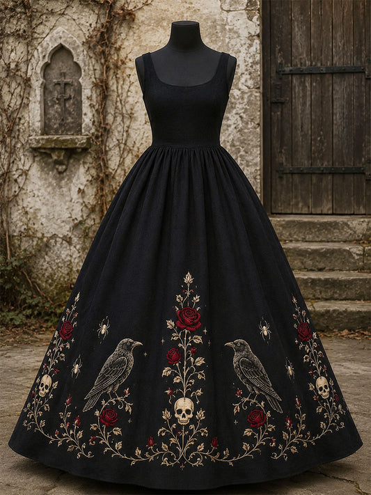 Women's Gothic  Rose Floral  Dress