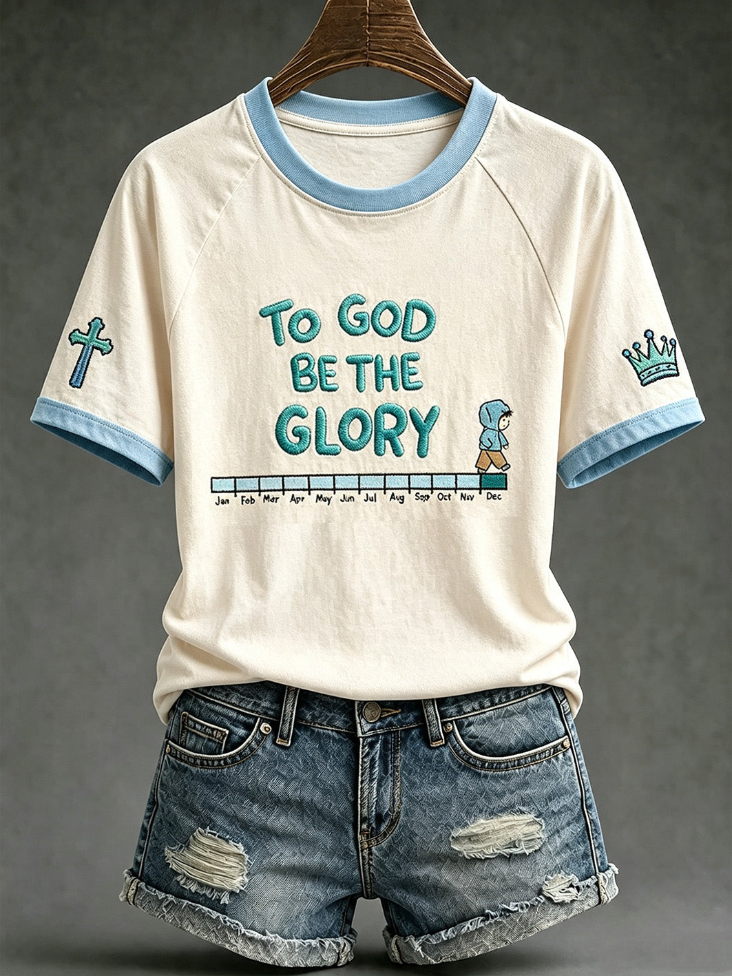 Women's faith-themed fun pattern printed casual short-sleeve T-shirt