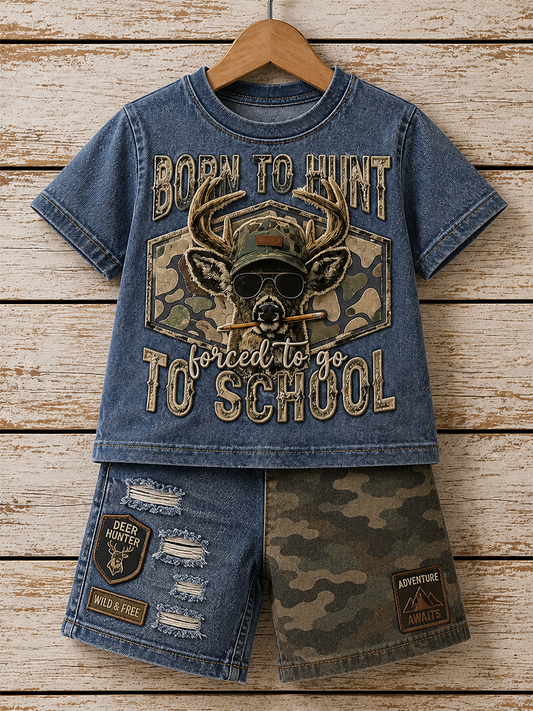 Back-To-School Season Short-Sleeve Shirt Set
