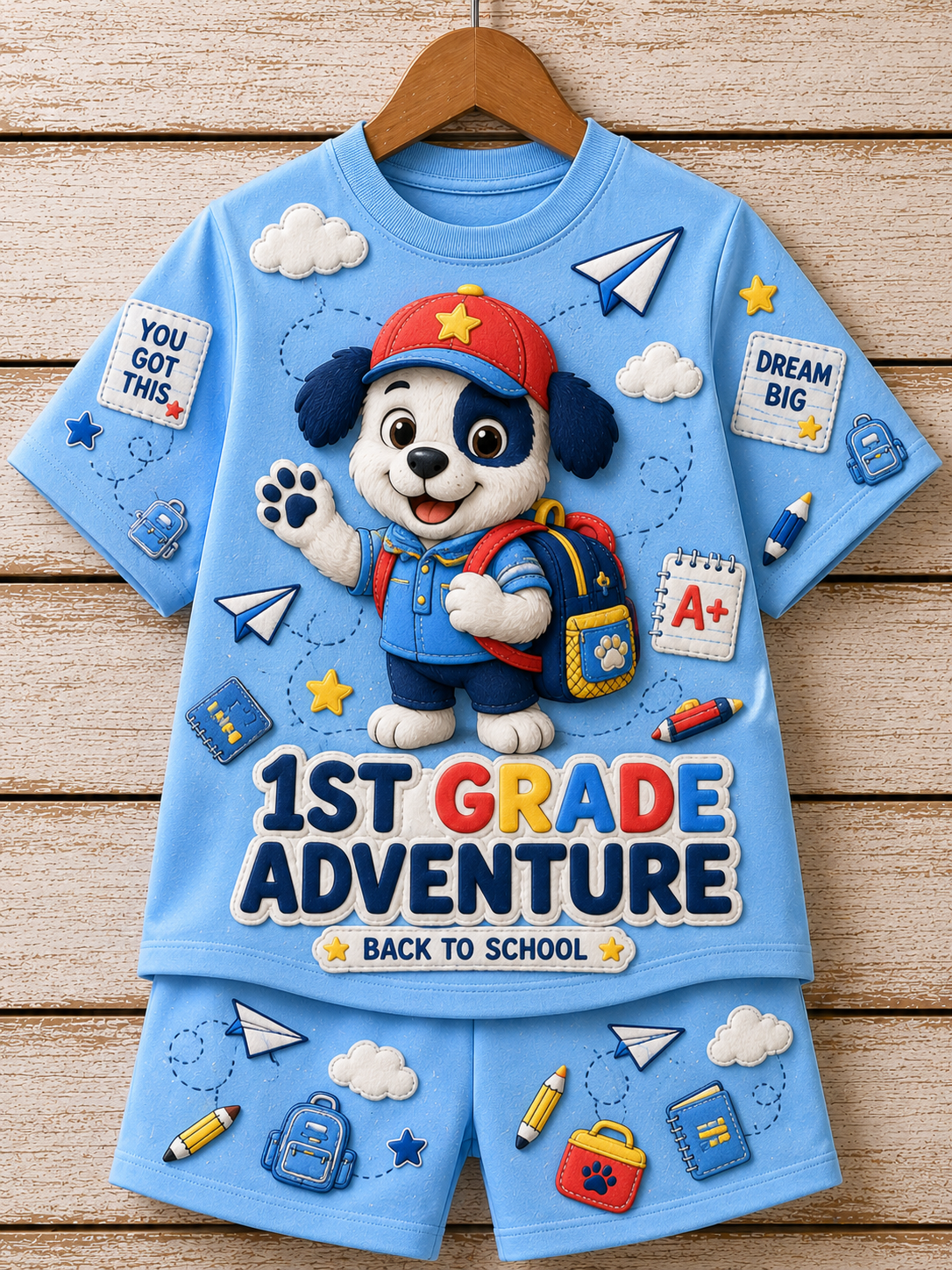 Back-To-School Season Short-Sleeve Shirt Set