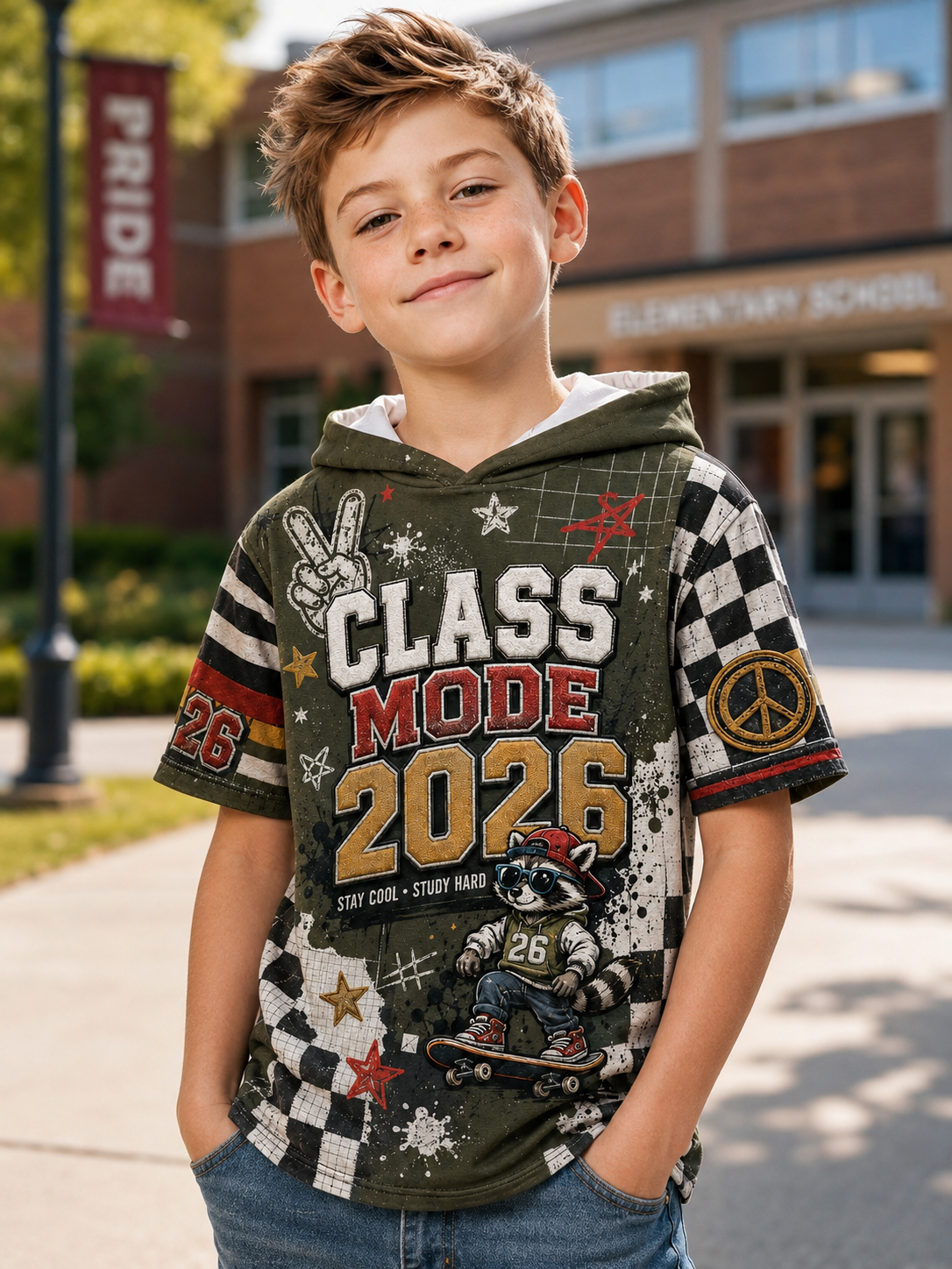 Back-To-School Season Mid-Length Sleeves Oversize Hoodie