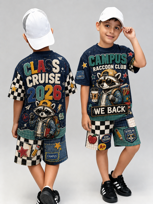 Back-To-School Season Short-Sleeve Shirt Set