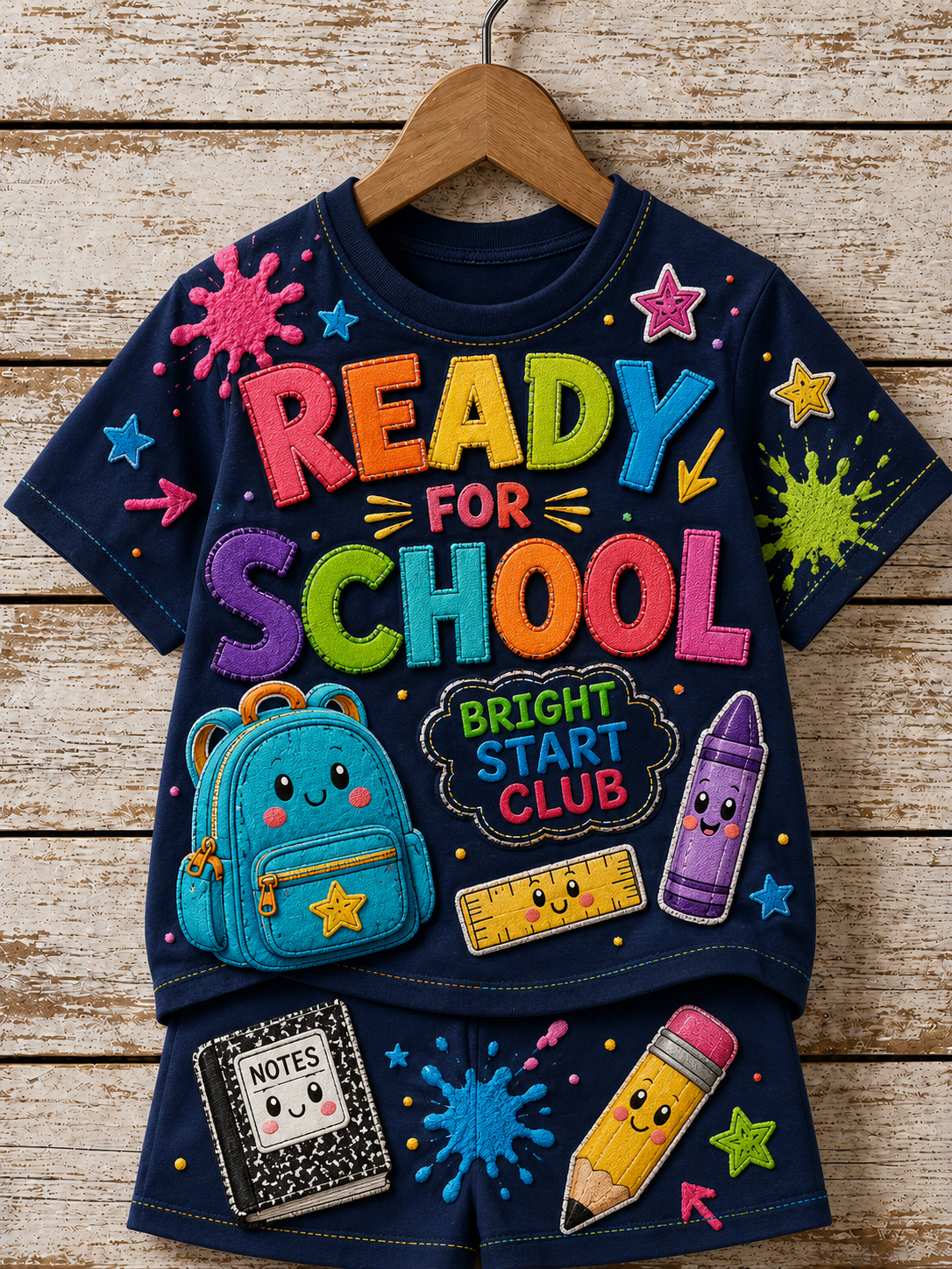 Back-To-School Season Short-Sleeve Shirt Set