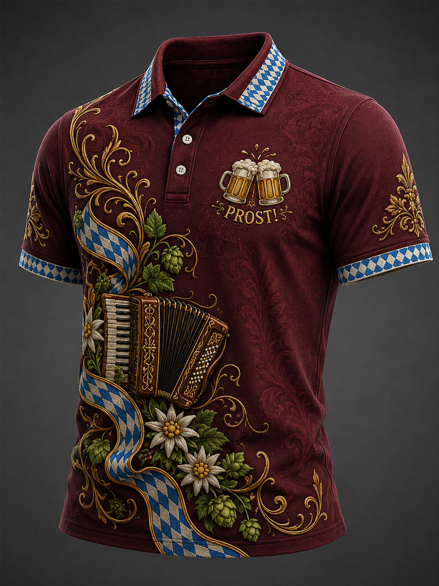 Men's Oktoberfest Prost! Print Casual Polo Shirt