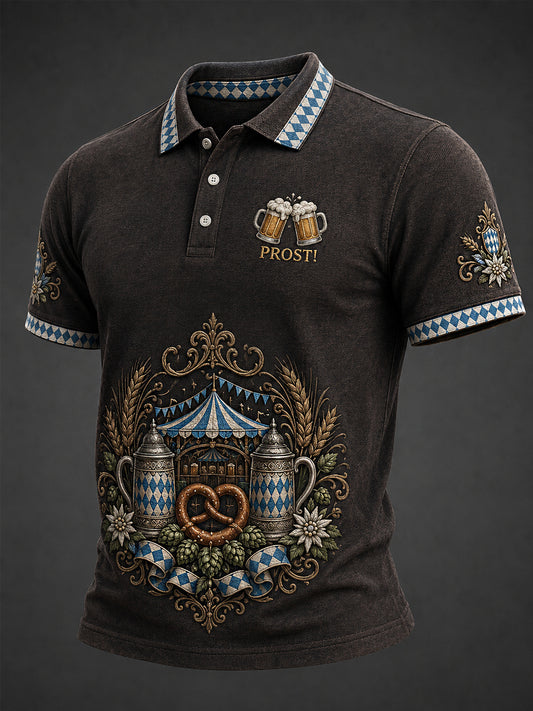 Men's Oktoberfest Prost! Print Casual Polo Shirt