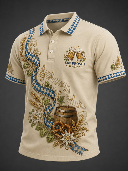 Men's Oktoberfest Prost! Print Casual Polo Shirt