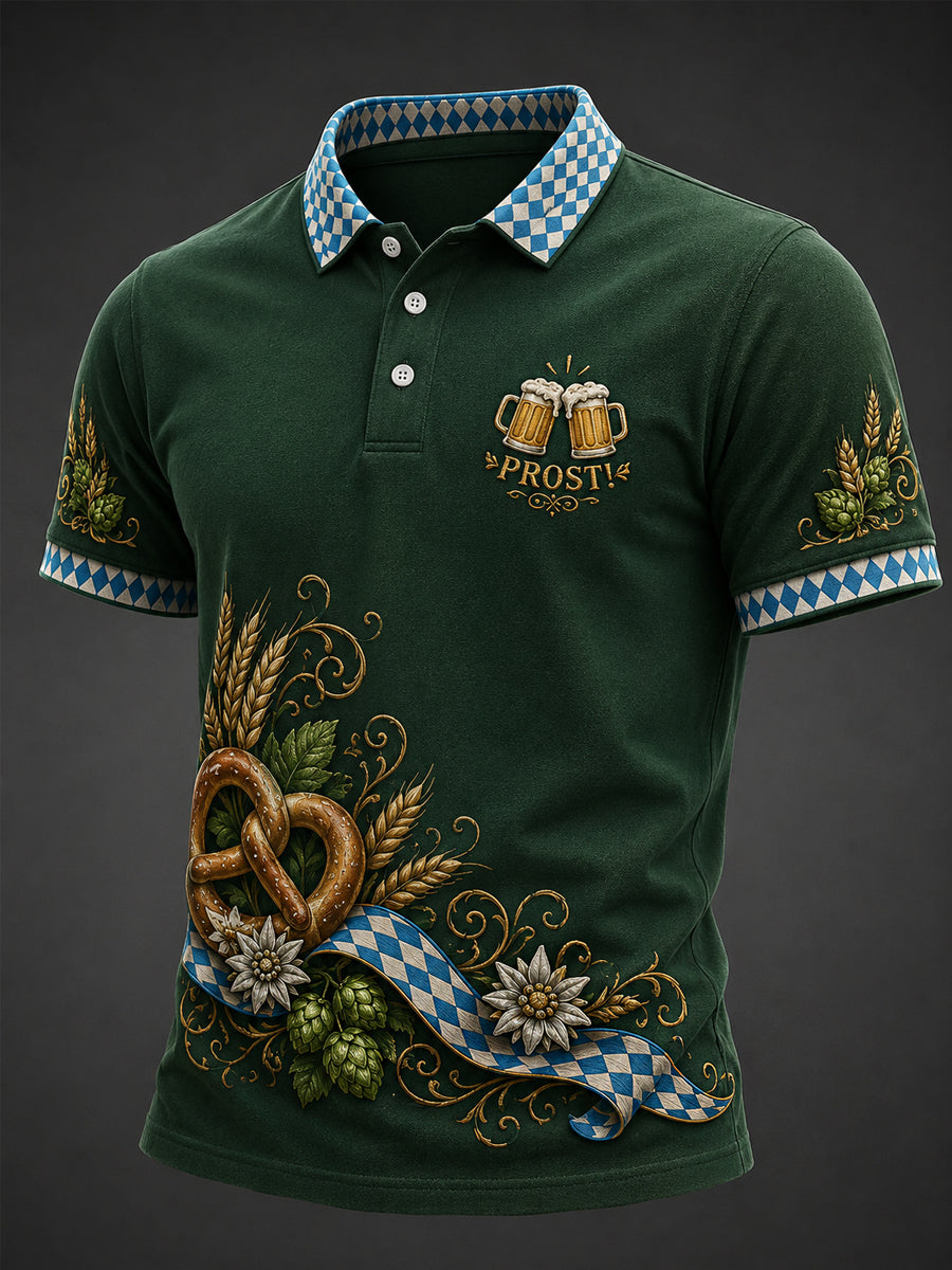 Men's Oktoberfest Prost! Print Casual Polo Shirt