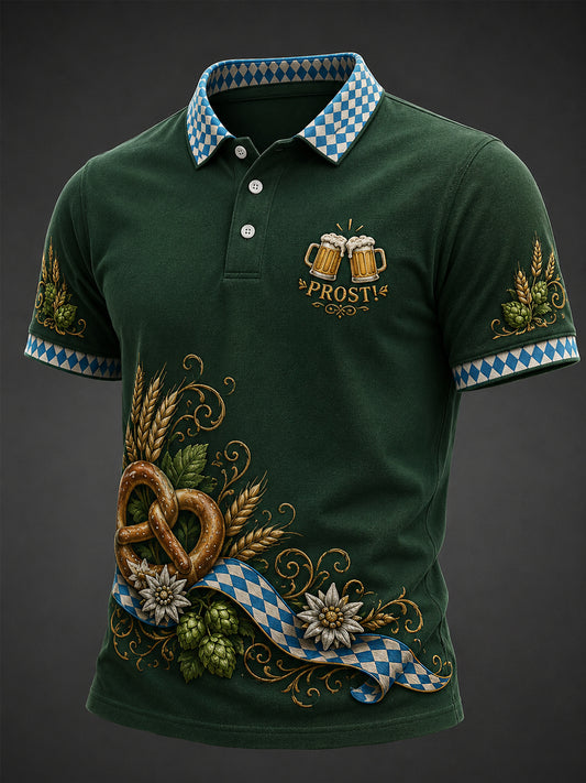 Men's Oktoberfest Prost! Print Casual Polo Shirt