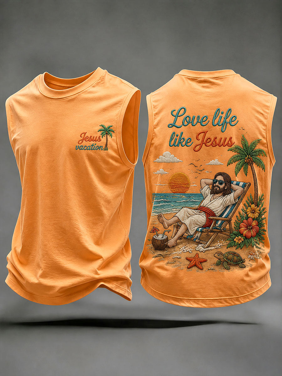 Men's "Love Life Like Jesus" Jesus Beach Vacation Casual Vests