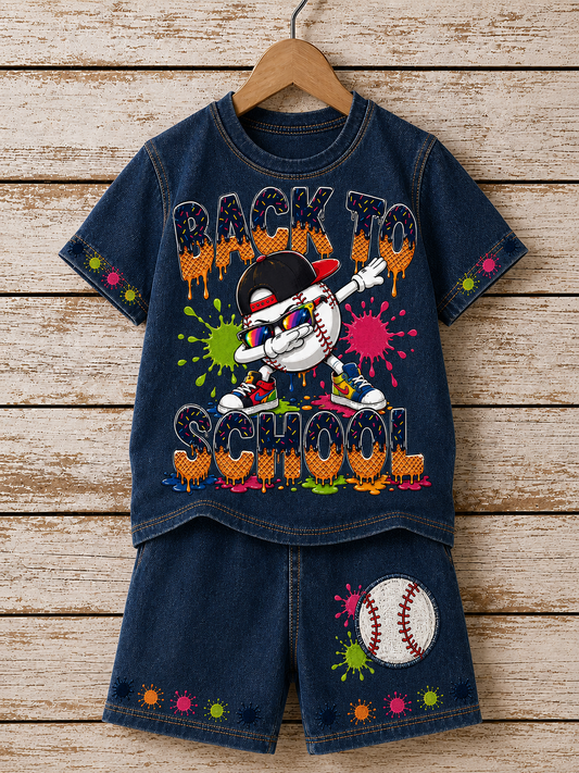 Back-To-School Season Short-Sleeve Shirt Set
