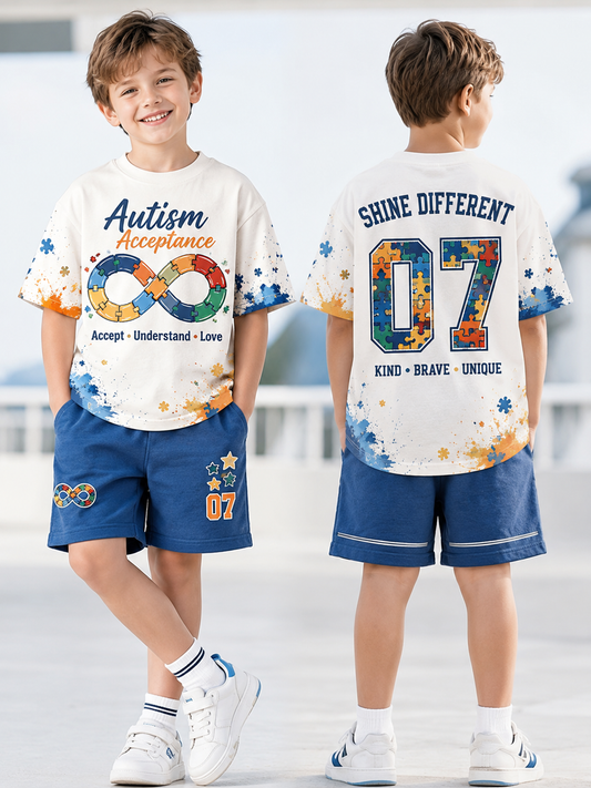 Children Autistic Disorder Short-Sleeve Shirt Set
