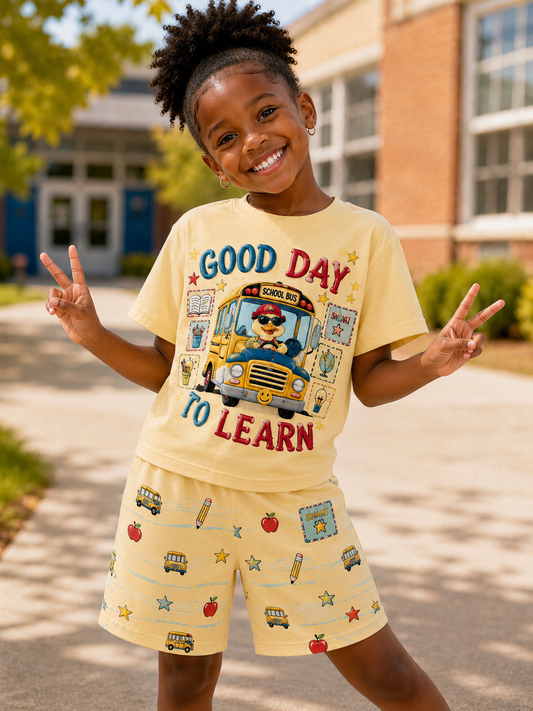 Back-To-School Season Short-Sleeve Shirt Set