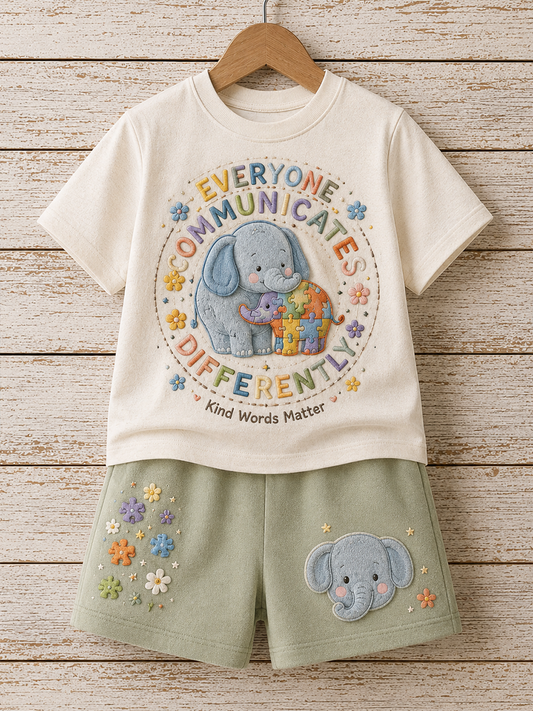 Children Autistic Disorder Short-Sleeve Shirt Set